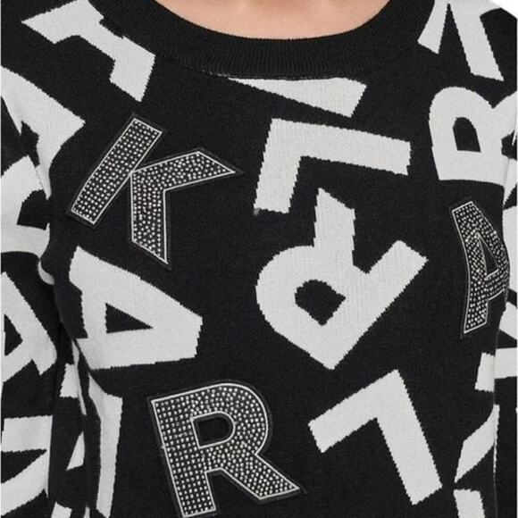 Karl Lagerfeld Women's Black Scrambled Logo Heavyweight Sweater Plus Size 2X New - Picture 5 of 14